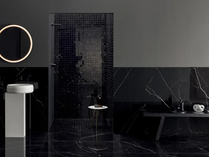 Piastrelle Delight effetto marmo Marquina Nero di Lea Ceramiche