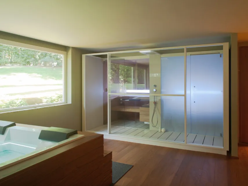 Sauna + Hammam Logica SPA in legno, gres e alluminio di Effe